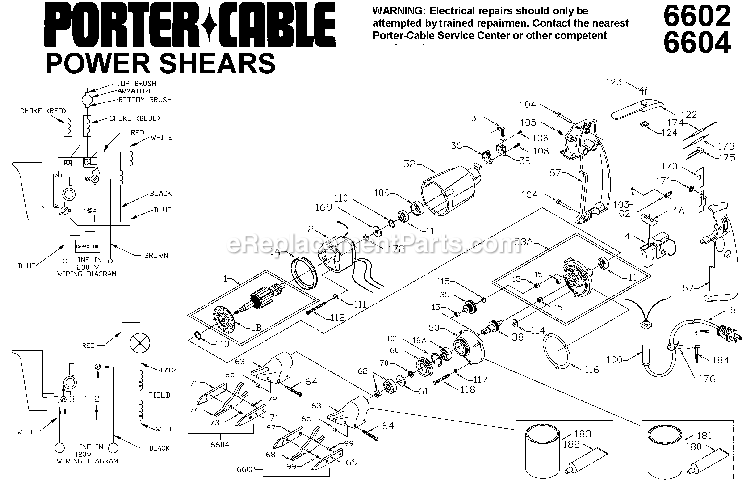 Porter Cable 6602 (Type 1) Vs Power Shear Power Tool Page A Diagram